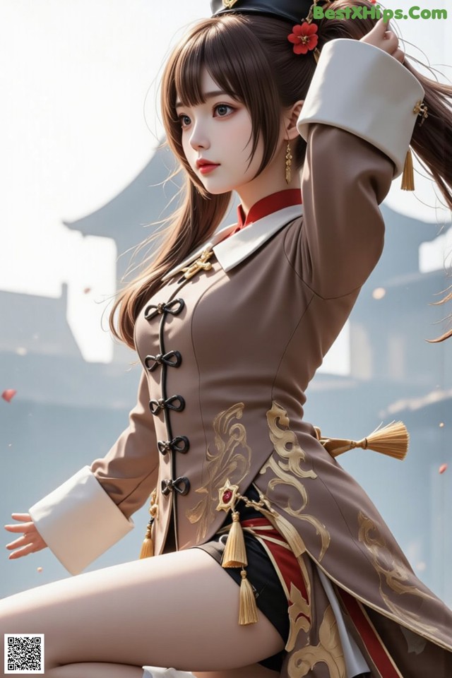 a woman in a chinese costume posing for a picture