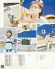 A collage of photos of a girl sitting on a bench with a penguin.