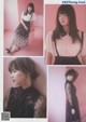 A collage of photos of a woman in a black dress.