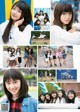 A collage of photos of a group of young women posing for a picture.